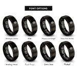 font options for inside engraving on black spiral roots rings