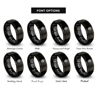 font options for inside engraving on black spiral roots rings