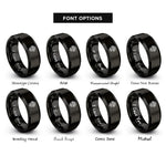 font options for inside engraving on black spiral roots rings