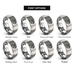 font options for inside engraving on gray spiral roots rings