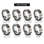 font options for inside engraving on silver spiral roots rings