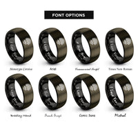 font options for inside engraving on gunmetal & black spiral roots rings