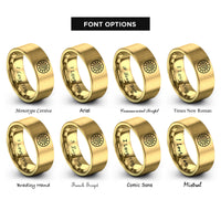 font options for inside engraving on gold spiral sun circle rings