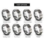 font options for inside engraving on silver spiral trace rings