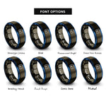 font options for inside engraving on gunmetal & blue spiral trace rings