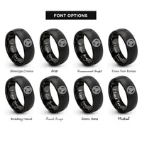 font options for inside engraving on black spiral triskelion rings