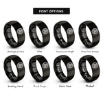 font options for inside engraving on black spiral triskelion rings