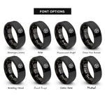 font options for inside engraving on black spiral triskelion rings