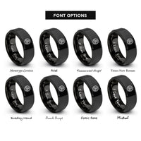 font options for inside engraving on black spiral triskelion rings