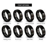 font options for inside engraving on black spiral triskelion circle rings