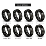 font options for inside engraving on black spiral triskelion circle rings