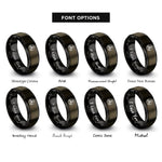 font options for inside engraving on gunmetal & black spiral triskelion circle rings