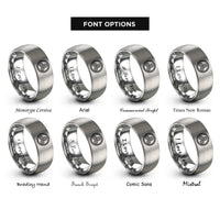 font options for inside engraving on gray spiral triskelion rings