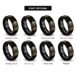 font options for inside engraving on gunmetal & black spiral triskelion rings