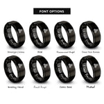 font options for inside engraving on black spiral triskelion knot rings