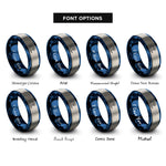 font options for inside engraving on blue & grey spiral wave crest rings
