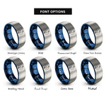 font options for inside engraving on blue & silver spirit rings