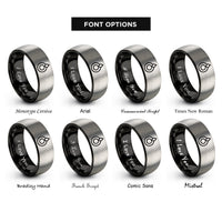 font options for inside engraving on black & silver spirit circle rings
