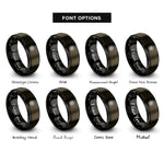 font options for inside engraving on gunmetal & black spirograph star rings