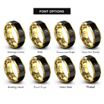 font options for inside engraving on black & gold splash cymbal drumstick rings