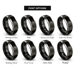 font options for inside engraving on black & grey splash cymbal drumstick rings