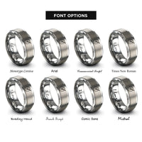 font options for inside engraving on gray splash cymbal drumstick rings