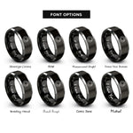 font options for inside engraving on black & gray split lock washer rings