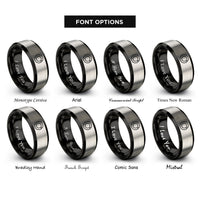 font options for inside engraving on black & gray split lock washer rings