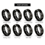font options for inside engraving on black & grey split ring circlip rings