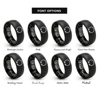 font options for inside engraving on black split ring circlip rings