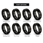 font options for inside engraving on black split ring circlip rings
