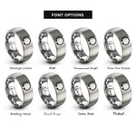 font options for inside engraving on silver split ring circlip rings