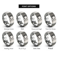 font options for inside engraving on silver split ring circlip rings
