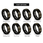 font options for inside engraving on gunmetal & black split ring circlip rings