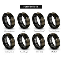 font options for inside engraving on gunmetal & black split ring circlip rings