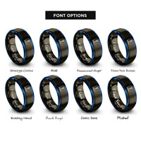 font options for inside engraving on gunmetal & blue split rock lighthouse rings