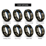 font options for inside engraving on gunmetal & blue split rock lighthouse rings