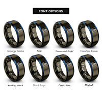 font options for inside engraving on gunmetal & blue split rock lighthouse rings