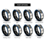 font options for inside engraving on black & blue & grey splitboarder uphill skinning rings