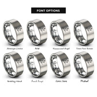font options for inside engraving on silver splitboarder uphill skinning rings