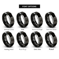 font options for inside engraving on black & gray splitting maul rings