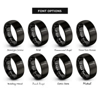 font options for inside engraving on black splitting maul rings