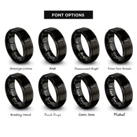 font options for inside engraving on black splitting maul rings