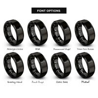 font options for inside engraving on black splitting maul rings