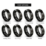 font options for inside engraving on black & gray spoke wheel rings