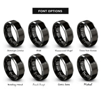 font options for inside engraving on black & grey spoke wrench rings