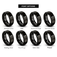 font options for inside engraving on black spoke wrench rings