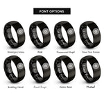font options for inside engraving on black spoked motorcycle wheel rings
