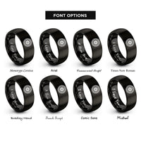 font options for inside engraving on black spoked motorcycle wheel rings