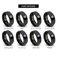 font options for inside engraving on black spoked motorcycle wheel rings